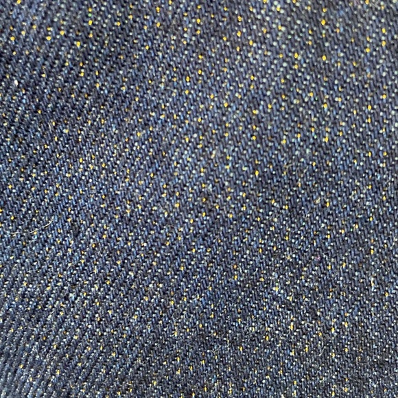 New BlankNYC Metallic Weave Denim Micro Miniskirt Dark Wash Gold Glitter Sz 29 - Picture 3 of 8